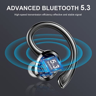 Dascert Wireless Earbud, bezdrátová sluchátka s mikrofonem LED displej, stereofonní sluchátka s potlačením šumu CVC8.0, 48H Blue