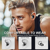 Dascert Wireless Earbud, bezdrátová sluchátka s mikrofonem LED displej, stereofonní sluchátka s potlačením šumu CVC8.0, 48H Blue