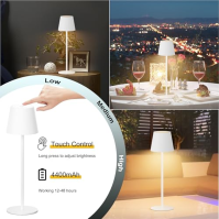 Coinmit 2 kusy LED stmívatelná bezdrátová stolní lampa, 5000mAh stolní lampa s dobíjecími bateriemi, 4400K, IP54, kovová stolní 