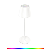 LED dobíjecí stolní lampa, dotykově stmívatelná 8 barev RGB kovová stolní lampa bezdrátová vnitřní i venkovní, IP54 vodotěsná do