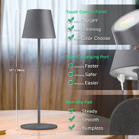 2 kusy LED dobíjecí kovová stolní lampa, dotykově stmívatelná 8 barev RGB led stolní lampa bezdrátová vnitřní a venkovní, IP54 v