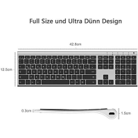 Sada klávesnice a myši bezdrátová, 2,4GHz USB, ultratenká dobíjecí klávesnice, plné QWERTY rozložení, tichá bezdrátová klávesnic