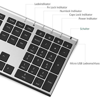 Sada klávesnice a myši bezdrátová, 2,4GHz USB, ultratenká dobíjecí klávesnice, plné QWERTY rozložení, tichá bezdrátová klávesnic