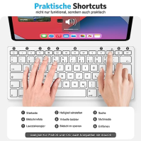 Německá klávesnice Bluetooth pro iPad, Emetok Ultra Slim QWERTZ Kompatibilní s iPad 10.2/9.7, iPad Pro 11/iPad Pro 12.9, iPad Ai