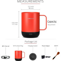 vsitoo S3 Pro Chytrý termohrnek s víkem, podstavec na kávu s hrníčkem pro stůl, domov a kancelář