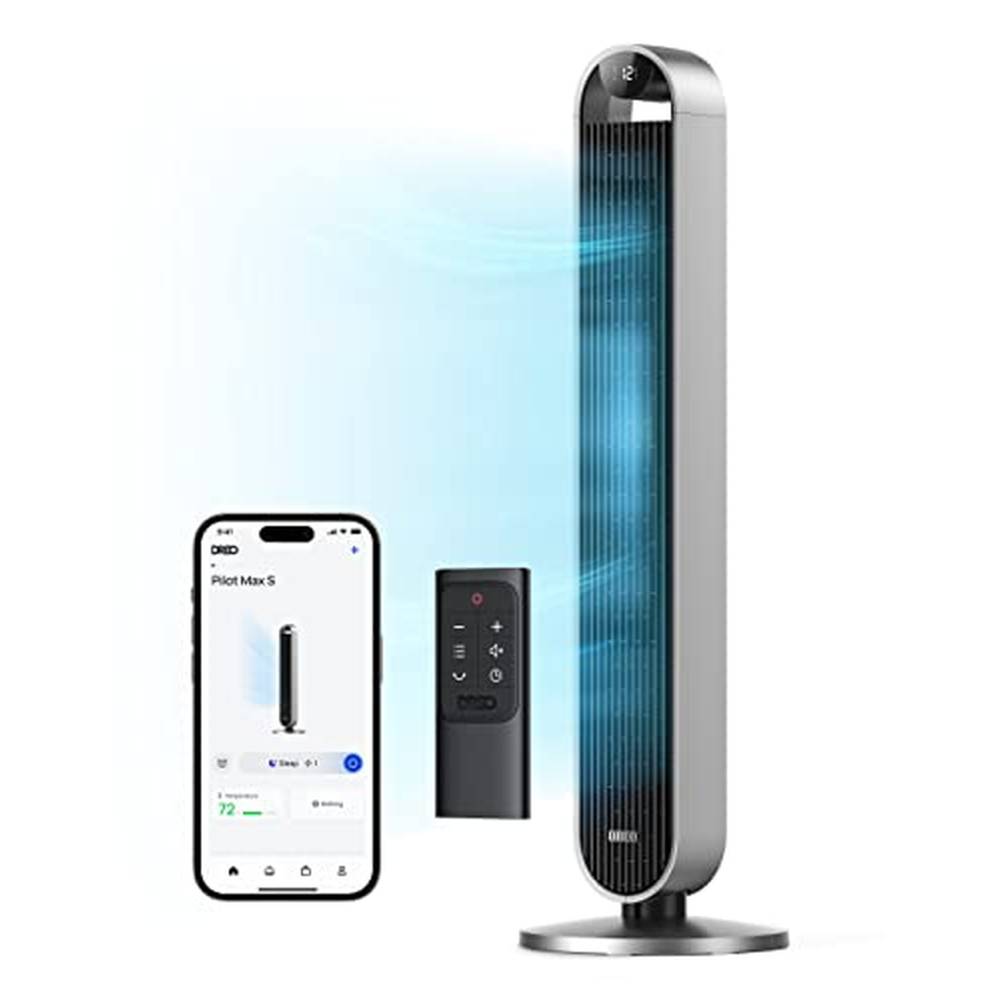 Věžový ventilátor Dreo Pilot Max Smart s hlasovým ovládáním, ventilátor s WiFi Alexa, ovládání pomocí APP, 120° oscilační podsta