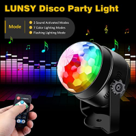 Disco Ball Party Light, LUNSY Disco Light Hudbou aktivovaná LED disko koule s dálkovým ovládáním, 2 kusy RGB Disco Light LED Par