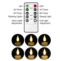 PChero LED bezplamenné kuželové svíčky s dálkovým ovládáním, 6 ks baterií ovládaných svíček z pravého vosku slonová kost Elektri