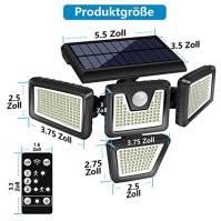 KASONIC solární bezpečnostní světla, IP65 vodotěsná venkovní pohybová světla se 4 hlavami s širokým úhlem osvětlení, solární ref