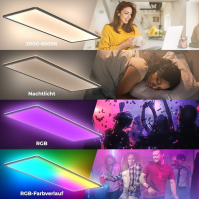 B.K.Licht I RGB LED stropní svítidlo I Ultra plochý LED panel I Změna barvy I RGBW stropní světlo stmívatelné I Efekt podsvícení