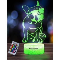 Nice Dream dog noční světlo pro děti, 3D iluze lampa dětský pokoj LED světlo, dálkové ovládání 16 změna barvy stmívatelné, vánoč