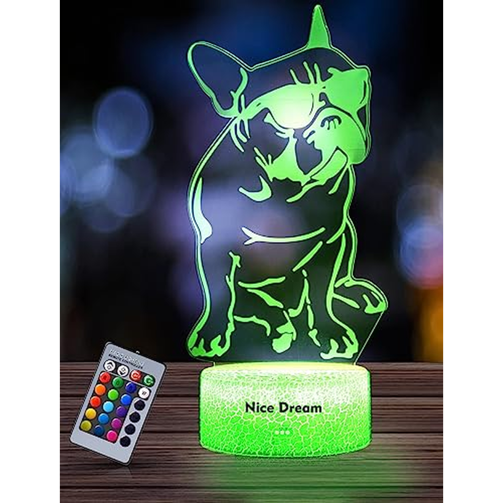 Nice Dream dog noční světlo pro děti, 3D iluze lampa dětský pokoj LED světlo, dálkové ovládání 16 změna barvy stmívatelné, vánoč