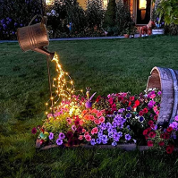 Zahradní dekorace ze solární konve - vodotěsné měděné venkovní sochy Ornament Star Led Fairy Art Dekorativní lampa visící na dvo