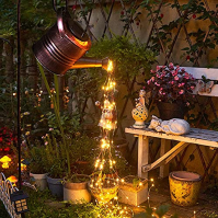 Zahradní dekorace ze solární konve - vodotěsné měděné venkovní sochy Ornament Star Led Fairy Art Dekorativní lampa visící na dvo