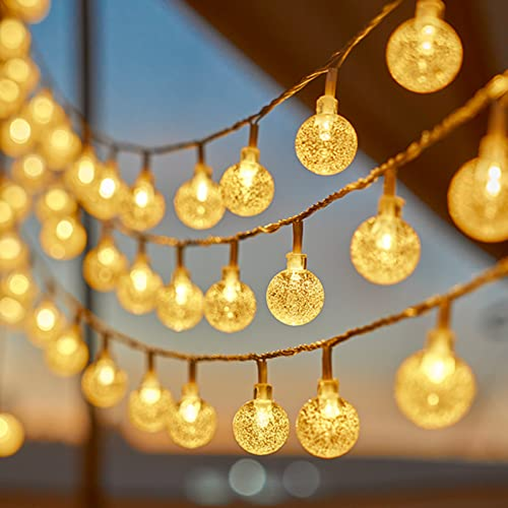 SUWITU pohádkové světlo na baterie, 15M 100LED Globe String Lights na baterie s dálkovým ovládáním, 10 režimů Vodotěsné světlo G