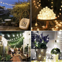 SUWITU pohádkové světlo na baterie, 15M 100LED Globe String Lights na baterie s dálkovým ovládáním, 10 režimů Vodotěsné světlo G