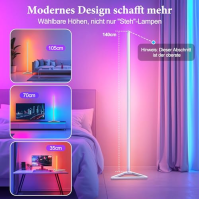 KingMile Smart LED stojací lampa, RGB stojací lampa, kreativní DIY režim, hudební režimy