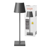 SIGOR Nuindie - stmívatelná LED dobíjecí stolní lampa do interiéru a exteriéru, IP54, odolná proti stříkající vodě, výška 38 cm,