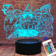 LOUHH One Piece Lamp, One Piece Night Light - 3D LED Smart Remote Control One Piece Lamp 16 Colours Christmas One Piece Gift Chi