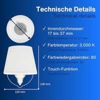 REV LAMPRUSCO LED dobíjecí lampa na láhev - bezdrátová stolní lampa 130lm 2W 4000mAh - stmívatelné světlo na láhev v teplé bílé 