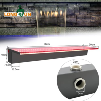 LONGRUN Vodopád kaskáda, vodní fontána 90 cm, akrylový vodopád Spillway Blade se 7 barvami LED světla, kompletní vodopád bazén f