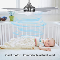 Ovlaim 48'' stropní ventilátory s osvětlením a dálkovým ovládáním do ložnice, 6 rychlostí větru, 3 teploty barev a stmívatelné L