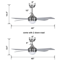 Ovlaim 48'' stropní ventilátory s osvětlením a dálkovým ovládáním do ložnice, 6 rychlostí větru, 3 teploty barev a stmívatelné L