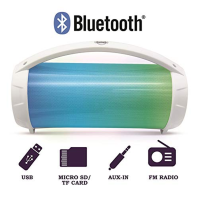 LEXIBOOK BTP585Z iParty-Přenosný Bluetooth reproduktor s mikrofonem, stereo, světelné efekty, karaoke, bezdrátový, FM rádio, USB