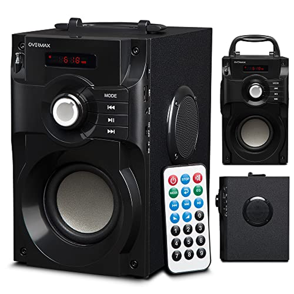 Bluetooth reproduktor Overmax Soundbeat 2.0 15W RMS křišťálově čistý zvuk, vestavěné FM rádio, přehrávání z USB, SD, AUX, bateri