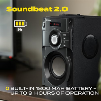 Bluetooth reproduktor Overmax Soundbeat 2.0 15W RMS křišťálově čistý zvuk, vestavěné FM rádio, přehrávání z USB, SD, AUX, bateri