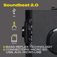 Bluetooth reproduktor Overmax Soundbeat 2.0 15W RMS křišťálově čistý zvuk, vestavěné FM rádio, přehrávání z USB, SD, AUX, bateri