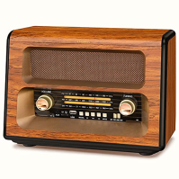 PRUNUS J-199 Retro rádio Bluetooth, AM FM SW Nostalgia Radio na baterie, přenosné rádio na baterie se 3 způsoby napájení z bater