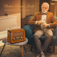 PRUNUS J-199 Retro rádio Bluetooth, AM FM SW Nostalgia Radio na baterie, přenosné rádio na baterie se 3 způsoby napájení z bater