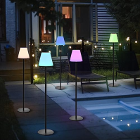 NiceBuy Solární stojací lampa Venkovní terasa Stmívatelná LED stojací lampa na baterie Dobíjecí, Stojací lampa Zahrada, Nastavit