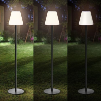 NiceBuy Solární stojací lampa Venkovní terasa Stmívatelná LED stojací lampa na baterie Dobíjecí, Stojací lampa Zahrada, Nastavit