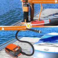 AGPTEK Dobíjecí vzduchová pumpa, digitální elektrická vzduchová pumpa pro nafukovací paddleboardy 16 PSI 12 V, přenosná pro nafu