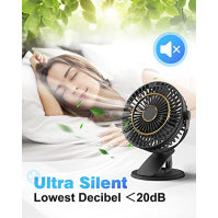 Stolní ventilátor Multper USB, vylepšený LCD displej, mini ventilátor s 5 rychlostmi, otočný o 720°, dobíjecí, tichý stolní vent