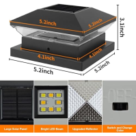 NATPOW Solar Post Lights Solární venkovní světla 3 režimy Zahradní sloupková lampa IP65 Vodotěsná světla Graden pro dřevěné slou