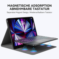 Earto iPad Pro 12.9 pouzdro s klávesnicí, pouzdro s dotykovou klávesnicí pro iPad Pro 12.9 2021/2020/2018 (5., 4. a 3. generace)