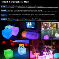 Mr.Go 40 cm LED světlo v kostce Venkovní vodotěsná kostka s dálkovým ovládáním, RGB změna barev, 16 nastavitelných barev, napáje