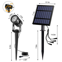 T-SUN zahradní solární reflektor, 4 kusy solárních reflektorů pro zahradu, vodotěsná LED solární lampa IP65 se 2 úrovněmi jasu, 