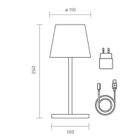 SIGOR Nuindie mini - stmívatelná malá LED dobíjecí stolní lampa do interiéru a exteriéru, IP54, odolná proti stříkající vodě, vý