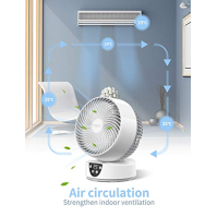 YISSVIC Turbo stolní ventilátor, tichý ventilátor s cyklickou oscilací 90°/80°, dálkové ovládání, LED displej s teplotou, 3 rych