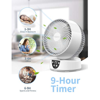 YISSVIC Turbo stolní ventilátor, tichý ventilátor s cyklickou oscilací 90°/80°, dálkové ovládání, LED displej s teplotou, 3 rych