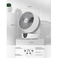 YISSVIC Turbo stolní ventilátor, tichý ventilátor s cyklickou oscilací 90°/80°, dálkové ovládání, LED displej s teplotou, 3 rych