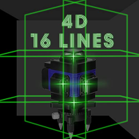 Křížový laser se stativem, multifunkční 4D laser s 16 čarami, samonivelační přístroj, nivelační přístroj na lithiové baterie s d