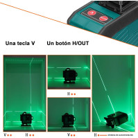 Geevorks Laserová vodováha 360, 16-řádkový křížový zelený laser, samonivelační 3 stupně 4D, se stativem + dálkové ovládání + mob