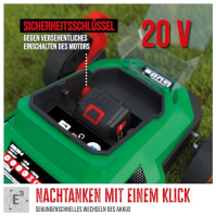 Akumulátorová sekačka Güde 330/20-4 (bezkartáčový motor, 20 V/4,0 Ah, záběr sečení 33 cm, sáček na trávu 30 l, pětinásobné nasta