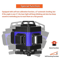 Mulcort Multifunkční 4D 16 liniová laserová vodováha 3° Samonivelační stroj USB dobíjecí lithiová baterie Nivelační přístroj s v