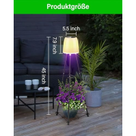 Boadw Solární stojací lampa venkovní se stativem, solární stojací lampa stmívatelná teplá bílá RGB vodotěsnáSolární venkovní sto